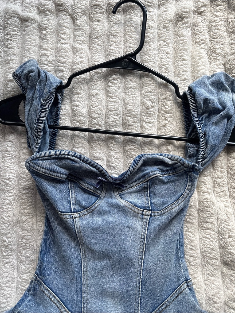 Women’s Light Blue Denim Fit-and-Flare Dress - Picture 3 of 3
